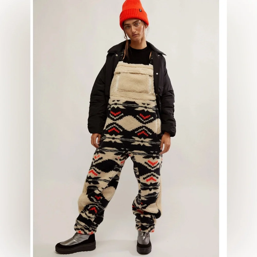 NWT FREE PEOPLE- Hit The Slopes Printed Salopette/Black Fairisle Combo SIZE: S - Picture 1 of 5